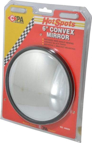 Value Collection - Automotive Full Size Convex Round Mirror with L Bracket - Black, 6" Mirror Diam - Caliber Tooling