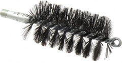 Schaefer Brush - 4-1/2" Brush Length, 2-1/2" Diam, Double Stem, Single Spiral Flue Brush - 7-1/2" Long, Tempered Steel Wire, 1/4" NPSM Male Connection - Caliber Tooling