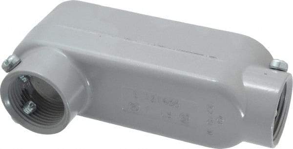 Cooper Crouse-Hinds - Form 5, LB Body, 1" Trade, EMT, IMC, Rigid Aluminum Conduit Body - Rectangle, 5.79" OAL, 12.2 cc Capacity, Gray - Caliber Tooling