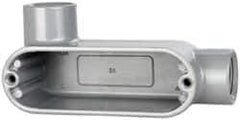 Cooper Crouse-Hinds - Form 5, LL Body, 1/2" Trade, IMC, Rigid Aluminum Conduit Body - Oval/Rectangle, 4.4" OAL, 4.35 cc Capacity, Silver - Caliber Tooling