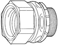 Cooper Crouse-Hinds - 0.45 to 0.56" Cable Capacity, Liquidtight, Straight Strain Relief Cord Grip - 1 NPT Thread, 1-3/4" Long, Steel - Caliber Tooling