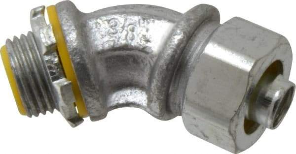 Cooper Crouse-Hinds - 3/8" Trade, Malleable Iron Threaded Angled Liquidtight Conduit Connector - Insulated - Caliber Tooling