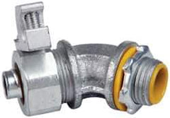 Cooper Crouse-Hinds - 3/8" Trade, Malleable Iron Threaded Angled Liquidtight Conduit Connector - Insulated - Caliber Tooling