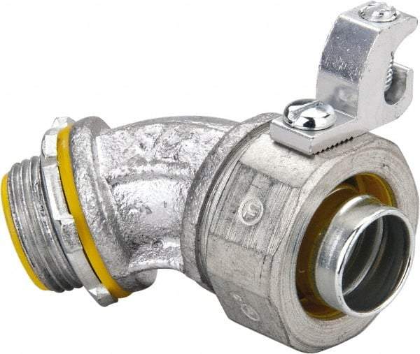 Cooper Crouse-Hinds - 3/4" Trade, Malleable Iron Threaded Angled Liquidtight Conduit Connector - Insulated - Caliber Tooling