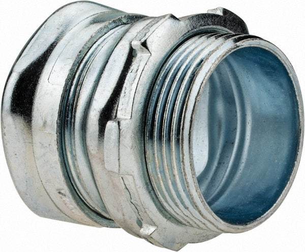 Cooper Crouse-Hinds - 1-1/4" Trade, Steel Compression Straight EMT Conduit Connector - Noninsulated - Caliber Tooling