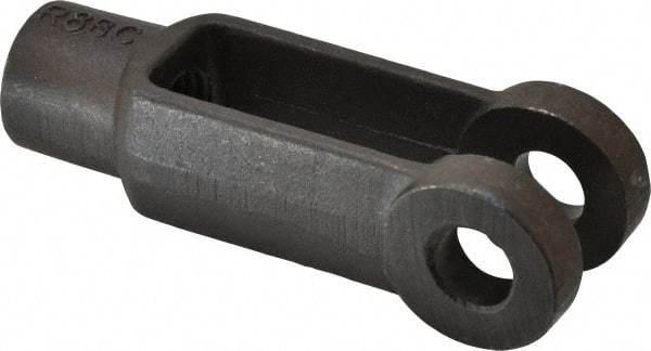 Jergens - 3/4-10 Thread, 1-1/2" Yoke Width, Carbon Steel, Tapped Yoke - 5/8" Hole Diam, 2-3/4" Hole Center to Neck, 1-3/8" Yoke Arm Height, 1-1/8" Neck Diam, 1-1/4" Neck Length, 4" OAL - Caliber Tooling