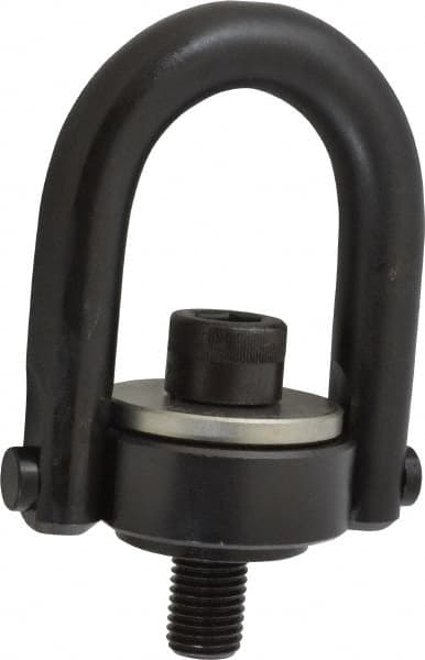 Jergens - 4,200 Lb Load Capacity Safety Engineered Center Pull Hoist Ring - M24 x 3.0 Thread, 37mm Thread Length, Alloy Steel, Black Oxide Finish - Caliber Tooling