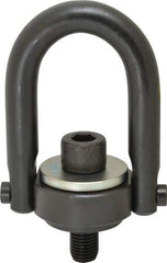 Jergens - 7,000 Lb Load Capacity Safety Engineered Center Pull Hoist Ring - M30 x 3.5 Thread, 46mm Thread Length, Alloy Steel, Black Oxide Finish - Caliber Tooling