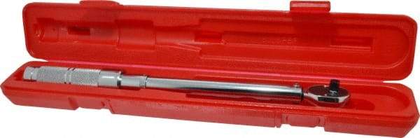 Proto - 3/8" Drive Micrometer Type Ratchet Head Torque Wrench - 16 N/m to 80 N/m Torque, 15-1/2" OAL, Ratchet Head - Caliber Tooling