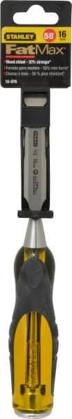 Stanley - 9" OAL x 5/8" Blade Width Wood Chisel - 5/8" Tip, Patented Bi-Material Break Resistant Handle - Caliber Tooling