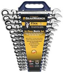 GearWrench - 16 Piece, 8mm to 25mm, Combination Wrench Set - Metric Measurement Standard, Chrome Finish, Comes in Tray - Caliber Tooling