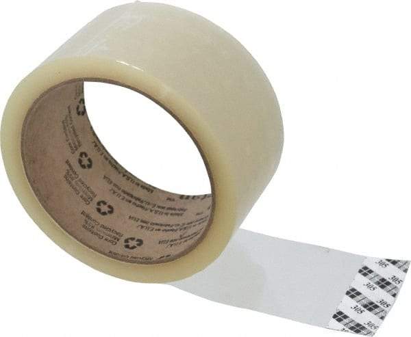 3M - 2" x 55 Yd Clear Acrylic Adhesive Sealing Tape - Polypropylene Film Backing, 1.8 mil Thick, 19 Lb Tensile Strength, Series 305 - Caliber Tooling