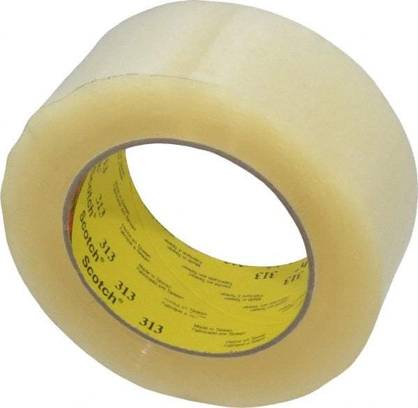 3M - 2" x 110 Yd Clear Acrylic Adhesive Sealing Tape - Polypropylene Film Backing, 2.55 mil Thick, 56 Lb Tensile Strength, Series 313 - Caliber Tooling