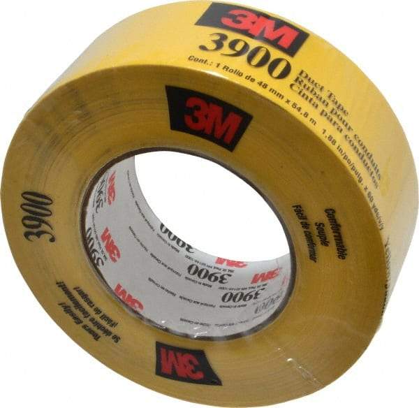 3M - 2" x 55m Yellow Duct Tape - 8.1 mil, Rubber Adhesive, Polyethylene Film Backing, 32 Lb/ln Tensile Strength, 200°F Max, Series 3900 - Caliber Tooling