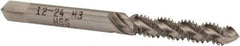 Interstate - #12-24 UNC 3 Flute 2B/3B Modified Bottoming Spiral Flute Tap - High Speed Steel, Bright Finish, 2-3/8" OAL, Right Hand Flute, Right Hand Thread, H3 - Caliber Tooling