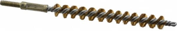 Value Collection - 3/8" Diam Helical Brass Tube Brush - 0.005" Filament Diam, 3-1/8" Brush Length, 5-1/8" OAL, 3/16-24 Male Shank - Caliber Tooling