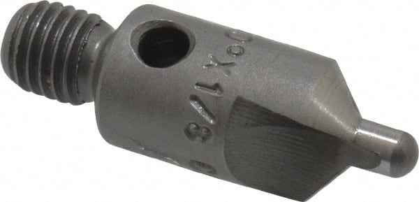 Made in USA - 1-1/8" OAL, 3/8" Head Diam, 2 Flute, 100° Incl Angle, Integral Pilot, Adjustable Stop Countersink - Caliber Tooling