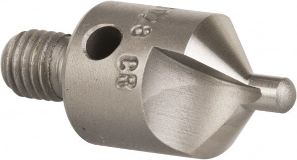 Made in USA - 1-1/8" OAL, 1/2" Head Diam, 2 Flute, 100° Incl Angle, Integral Pilot, Adjustable Stop Countersink - Caliber Tooling