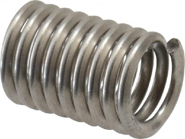 Recoil - #10-24 UNC, 0.475" OAL, Free Running Helical Insert - 9-1/4 Free Coils, Tanged, Stainless Steel, Bright Finish, 2-1/2D Insert Length - Caliber Tooling