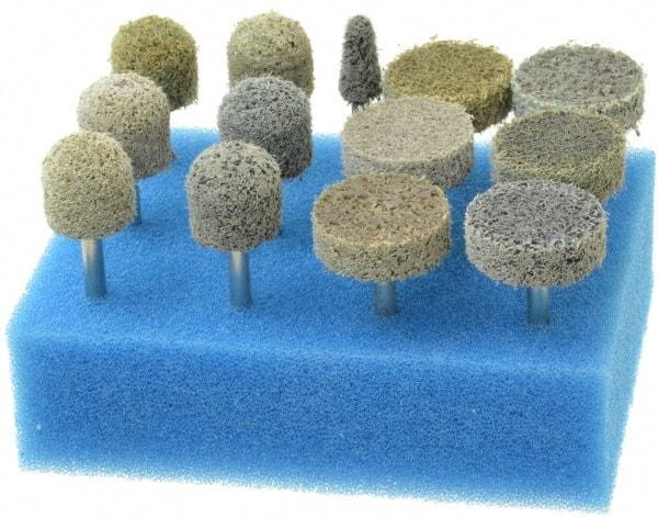 Grier Abrasives - 13 Piece Aluminum Oxide Silicon Carbide Unitized Abrasive Point Set - Includes Shapes B44, B90 & W201 - Caliber Tooling