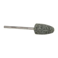 Grier Abrasives - 3/8" Head Diam x 3/4" Thickness, B52, Pointed End, Silicon Carbide Mounted Point - Green-Gray, Fine Grade, 23,000 RPM - Caliber Tooling