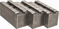 Abbott Workholding Products - 15 to 18" Chuck Capacity, 1.5mm x 60° Serrated Attachment, Square Soft Lathe Chuck Jaw - 3 Jaws, Steel, 1.6929" Btw Mount Hole Ctrs, 6-1/2" Long x 2-1/2" Wide x 3" High, 0.8661" Groove, 0.7874" & 20mm Fastener - Caliber Tooling