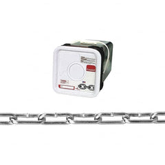 Campbell - #2/0 Welded Straight Link Coil Chain - 520 Lb Capacity, Zinc Plated Finish - Caliber Tooling