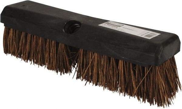 Rubbermaid - 2" Bristle Length, Palmyra Scrub Brush - 10" OAL, Tapered Handle, Brown, Plastic Block - Caliber Tooling