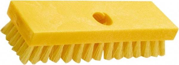 Rubbermaid - 1" Bristle Length, Polypropylene Scrub Brush - 8" OAL, Threaded Handle, Yellow, Plastic Block - Caliber Tooling