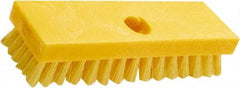 Rubbermaid - 1" Bristle Length, Polypropylene Scrub Brush - 8" OAL, Threaded Handle, Yellow, Plastic Block - Caliber Tooling