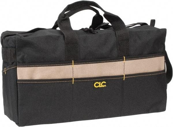 CLC - 17 Pocket Black & Khaki Polyester Tool Bag - 18" Wide x 7" Deep x 9" High - Caliber Tooling