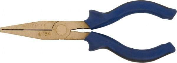 Ampco - 6-1/4" OAL, 0.55" Jaw Length, Nonsparking Pliers - Flat Nose Jaw - Caliber Tooling