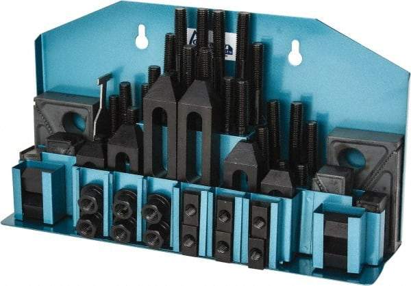 Gibraltar - 52 Piece Fixturing Step Block & Clamp Set with 25mm Step Block, 14mm T-Slot, M12x1.75 Stud Thread - 22mm Nut Width, 80, 110, 125, 150, 175 & 200mm Stud Lengths - Caliber Tooling