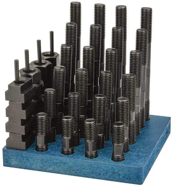 Gibraltar - 38 Piece, 3/4-10 Stud, 13/16" T Slot, T Nut & Stud Kit - 1-1/4" T-Slot Nut Width, 3, 4, 5, 6, 7, 8" Stud Lengths - Caliber Tooling