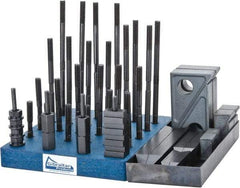 Gibraltar - 50 Piece Fixturing Step Block & Clamp Set with 1" Step Block, 1/2" T-Slot, 3/8-16 Stud Thread - 7/8" Nut Width, 3, 4, 5, 6, 7 & 8" Stud Lengths - Caliber Tooling