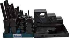 Gibraltar - 50 Piece Fixturing Step Block & Clamp Set with 1-1/2" Step Block, 1" T-Slot, 3/4-10 Stud Thread - 1-5/8" Nut Width, 3, 4, 5, 6, 7 & 8" Stud Lengths - Caliber Tooling