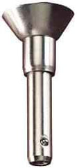 Jergens - 1/4" Diam, 1/2" Usable Length, Button Handle, Push Button Quick Release Pin - 1-3/4" Overall Length, Grade 17-4 Stainless Steel, Passivated Finish - Caliber Tooling