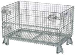 Nashville Wire - 32" Long x 20" Wide x 16" High Steel Basket-Style Bulk Folding Wire Mesh Container - 1,000 Lb. Load Capacity - Caliber Tooling
