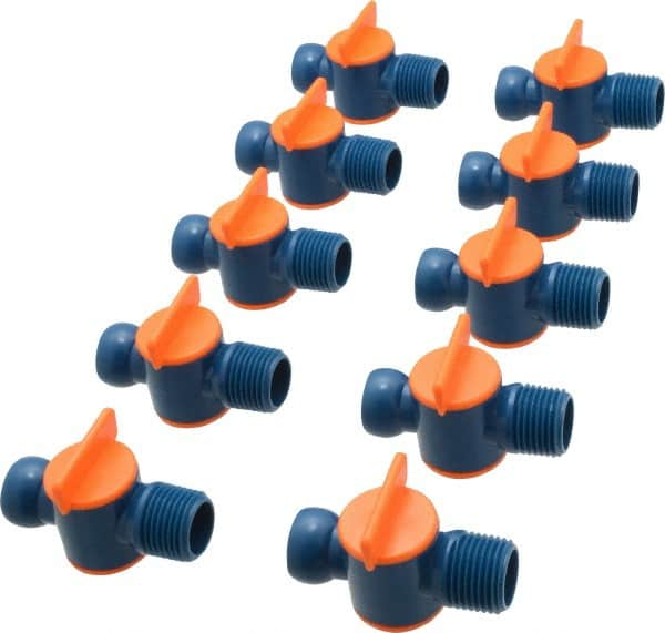 Loc-Line - 10 Piece, 1/2" ID Coolant Hose NPT Valve - Male to Female Connection, Acetal Copolymer Body, 1/2 NPT, Use with Loc-Line Modular Hose Systems - Caliber Tooling