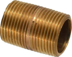 Merit Brass - 1-3/8" Long, 3/4" Pipe Threaded Brass Pipe Nipple - BSPT Thread, Red Brass - Caliber Tooling