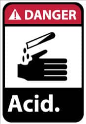 NMC - "Danger - Acid", 14" Long x 10" Wide, Rigid Plastic Safety Sign - Rectangle, 0.05" Thick, Use for Hazardous Materials - Caliber Tooling