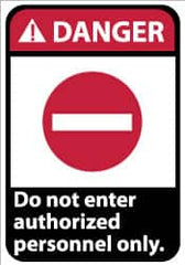 NMC - "Danger - Do Not Enter - Authorized Personnel Only", 14" Long x 10" Wide, Rigid Plastic Safety Sign - Rectangle, 0.05" Thick, Use for Security & Admittance - Caliber Tooling