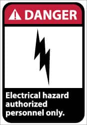 NMC - "Danger - Electrical Hazard - Authorized Personnel Only", 14" Long x 10" Wide, Rigid Plastic Safety Sign - Rectangle, 0.05" Thick, Use for Accident Prevention - Caliber Tooling