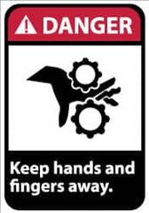 NMC - "Danger - Keep Hands and Fingers Away", 14" Long x 10" Wide, Rigid Plastic Safety Sign - Rectangle, 0.05" Thick, Use for Accident Prevention - Caliber Tooling