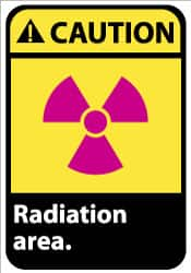 NMC - "Caution - Radiation Area", 14" Long x 10" Wide, Rigid Plastic Safety Sign - Rectangle, 0.05" Thick, Use for Accident Prevention - Caliber Tooling