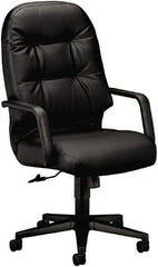 Hon - 25" High Pneumatic Height Adjustable Chair - 22" Wide x 18" Deep, Leather, Memory Foam Seat, Black - Caliber Tooling