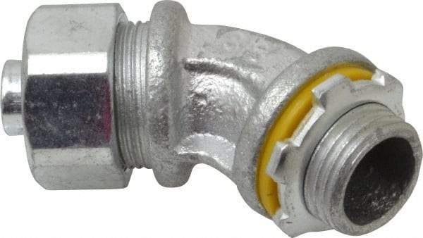 Cooper Crouse-Hinds - 3/8" Trade, Malleable Iron Threaded Angled Liquidtight Conduit Connector - Noninsulated - Caliber Tooling