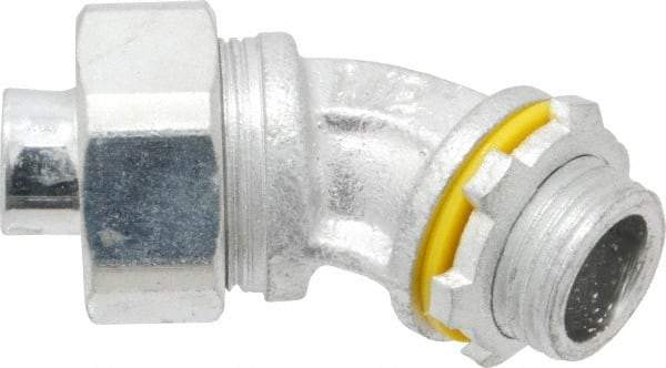 Cooper Crouse-Hinds - 1/2" Trade, Malleable Iron Threaded Angled Liquidtight Conduit Connector - Noninsulated - Caliber Tooling