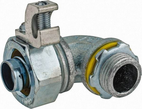 Cooper Crouse-Hinds - 1/2" Trade, Malleable Iron Threaded Angled Liquidtight Conduit Connector - Noninsulated - Caliber Tooling