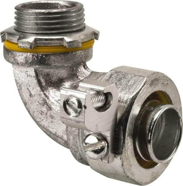 Cooper Crouse-Hinds - 3/4" Trade, Malleable Iron Threaded Angled Liquidtight Conduit Connector - Noninsulated - Caliber Tooling